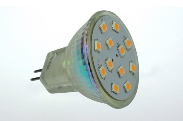 Green Power LED Spot MR11, 12xSMD 2835 3000K GU4 190 Lumen 2 Watt 12V DC-kompatibel