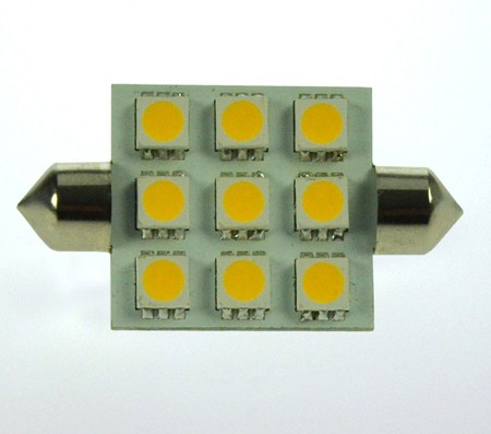 Green Power LED Soffittenlampe, 9xSMD 5050 warmweiss Soffitte 42mm 170 Lumen 2 Watt 12V DC-kompatibe